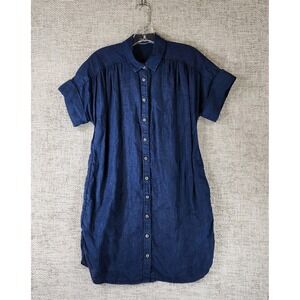 J.Crew Baird McNutt Shirt Dress Womens SP Navy Irish Linen Relaxed Fit Beach
